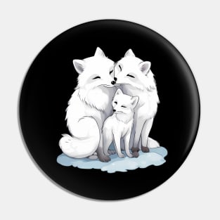 Cute Arctic Fox Family Pin