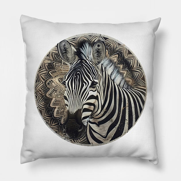 Mandala - Zebra Pillow by aleibanez