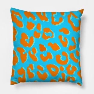 Leopard Print Orange Blue Pillow