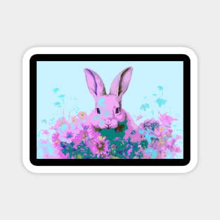 Hot pink, psychedelic bunny Magnet