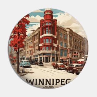 Winnipeg Manitoba Canada Vintage Poster Tourism Pin