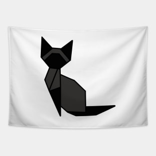 Origami Cat Gray and Black Tapestry