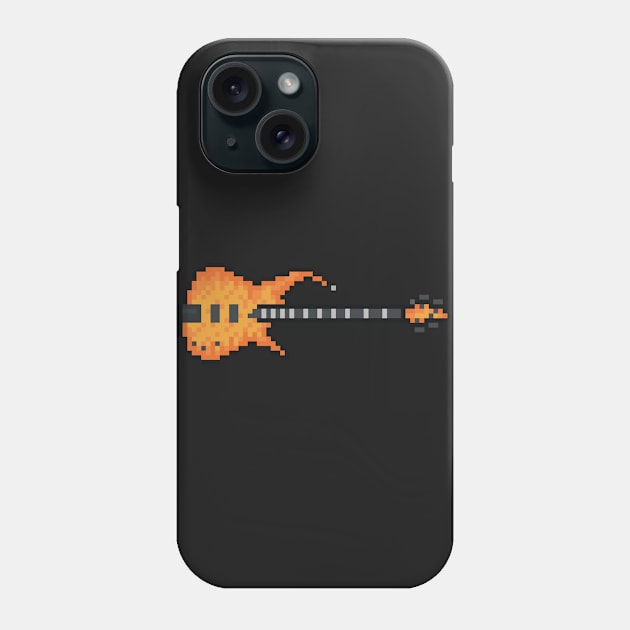 Pixel Burning Fire Bass Guitar Phone Case by gkillerb