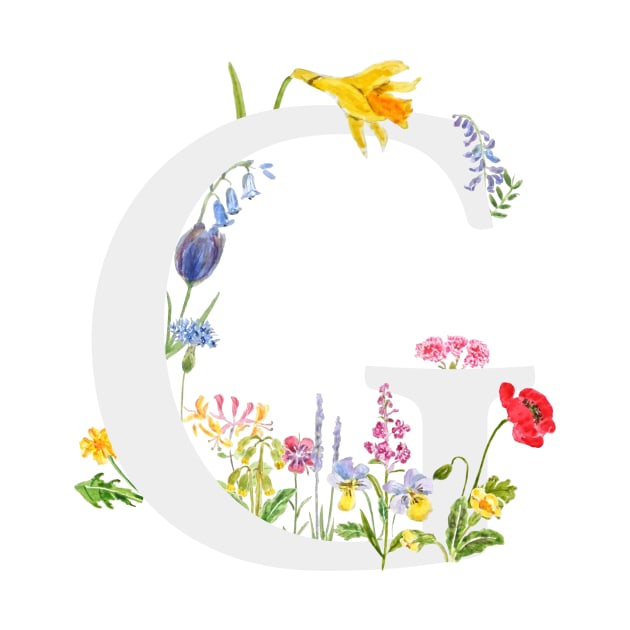 botanical monogram alphabet g wildflowers by colorandcolor