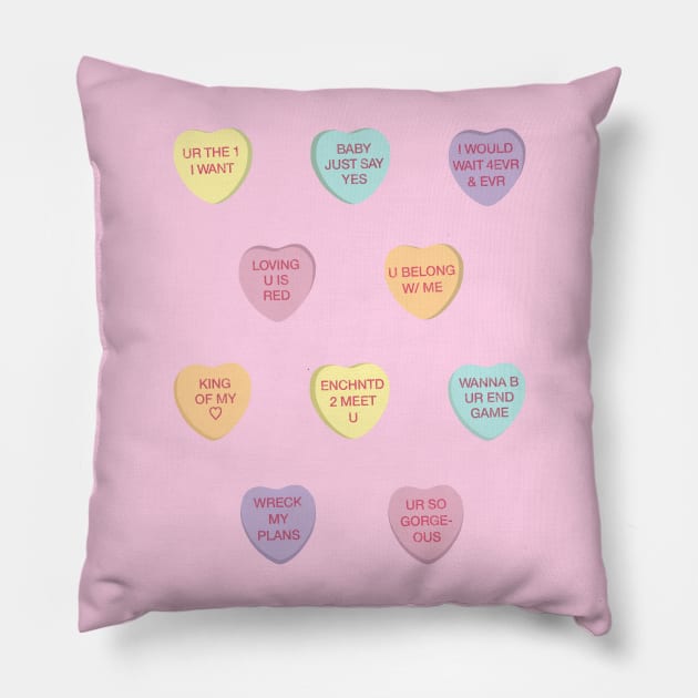 Swiftie Candy Hearts Pillow by MusiMochi