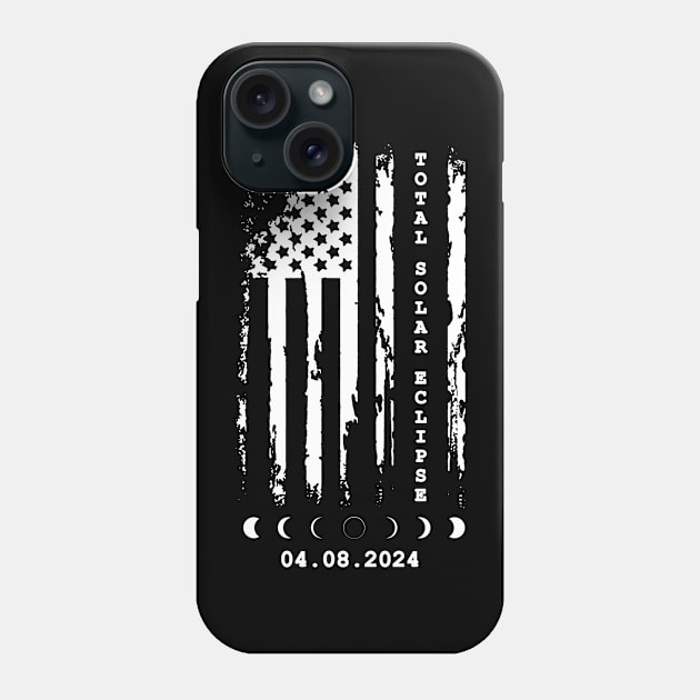 Total Solar Eclipse American Flag Distressed Phone Case by Edgi