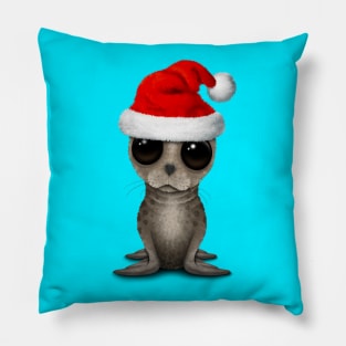 Baby Seal Wearing a Santa Hat Pillow