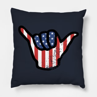 Red White And blue USA 4th July  Shaka Hand  2021 Pillow