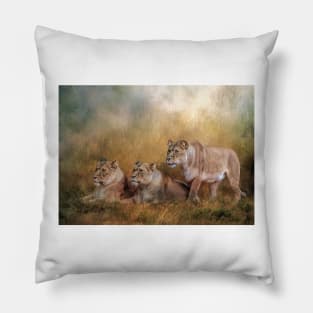 Lionesses watching the herd Pillow