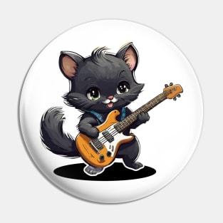 Cat With a Bass Guitar Pin