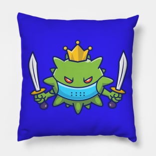 King Virus Holding Swords Cartoon Pillow