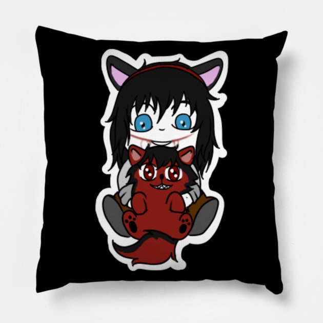 creepypasta Jeff the killer and smile dog Pillow by LillyTheChibi