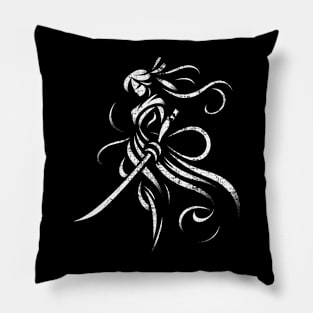 Female Katana Warrior Graphic Tee | Tribal Dark Art Pillow