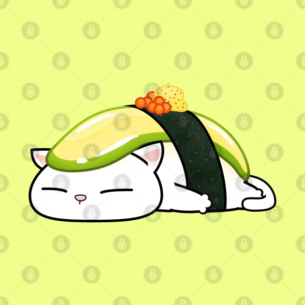 Chubby Cat Avocado Sushi by Takeda_Art