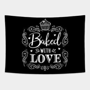 Baked with love baker baking saying gift Tapestry
