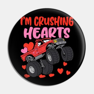 I Crush Hearts Monster Truck Toddler Boys Valentines Day Pin