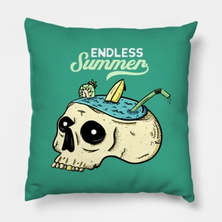 Endless Summer Head of Skull Ocean Illustration Pillow
