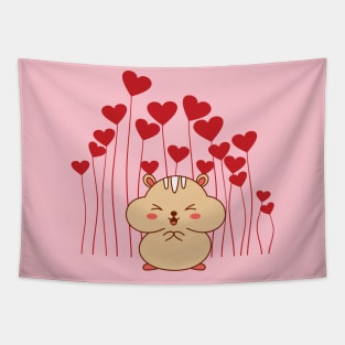 Valentine Hamster Heart balloon Chipmunk Tapestry