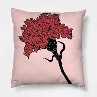 Red Carnation Flower Pillow