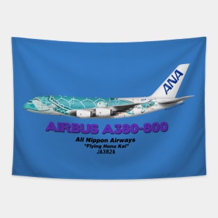 Airbus A380-800 - All Nippon Airways "Flying Honu Kai" Tapestry