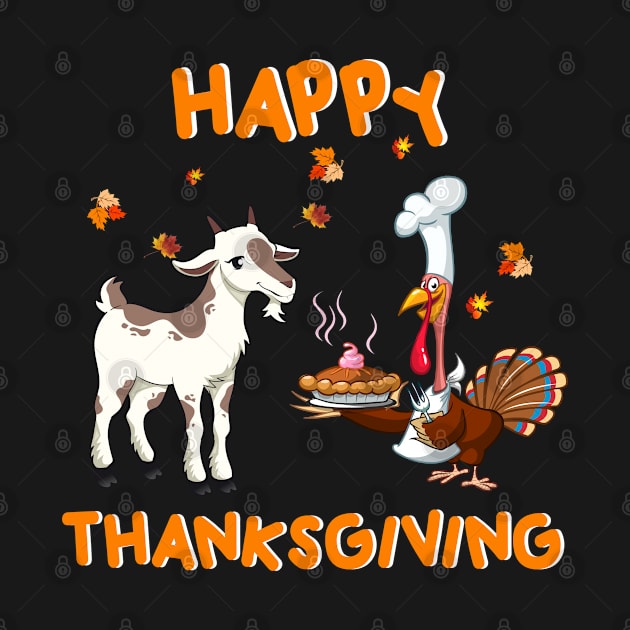 Happy Thanksgiving Funny Goat And Turkey Matching Friends by dounjdesigner