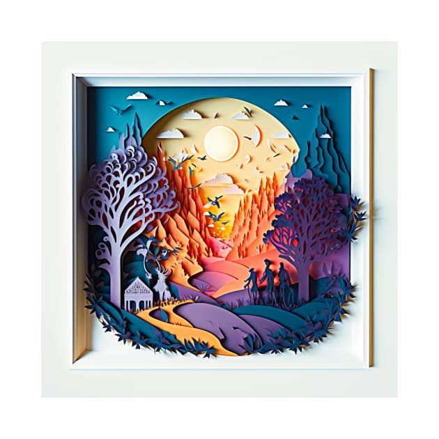 3D Effect Papercut Art - Fairytale Scene by TheArtfulAI