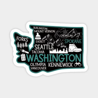 Washington Spokane Cute Map Tacoma Kennewick Forks Spokane cute travel design Magnet