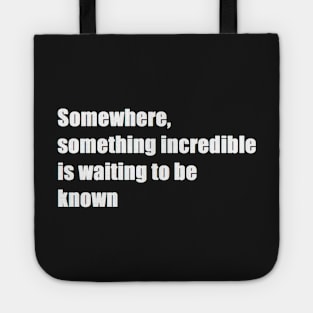 somewhere, something incredible is waiting to be known Tote