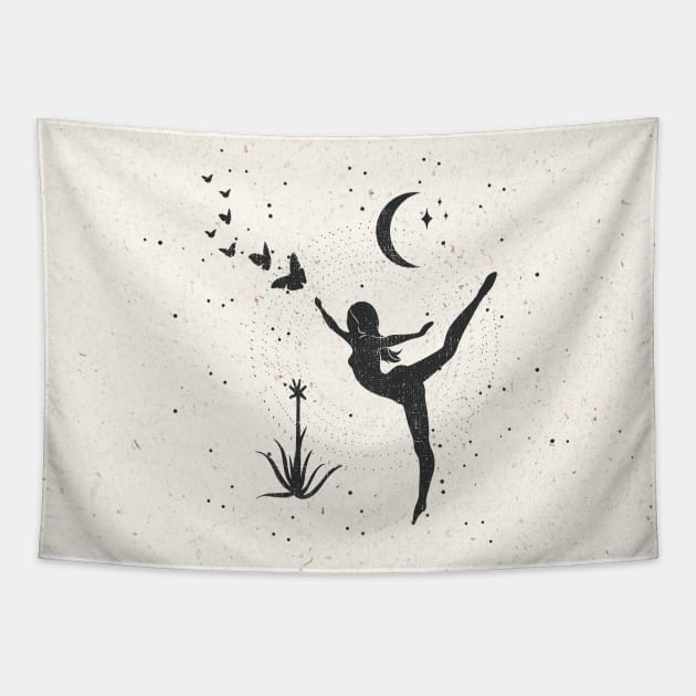 Dancing Moon Goddess Tapestry by studioaartanddesign