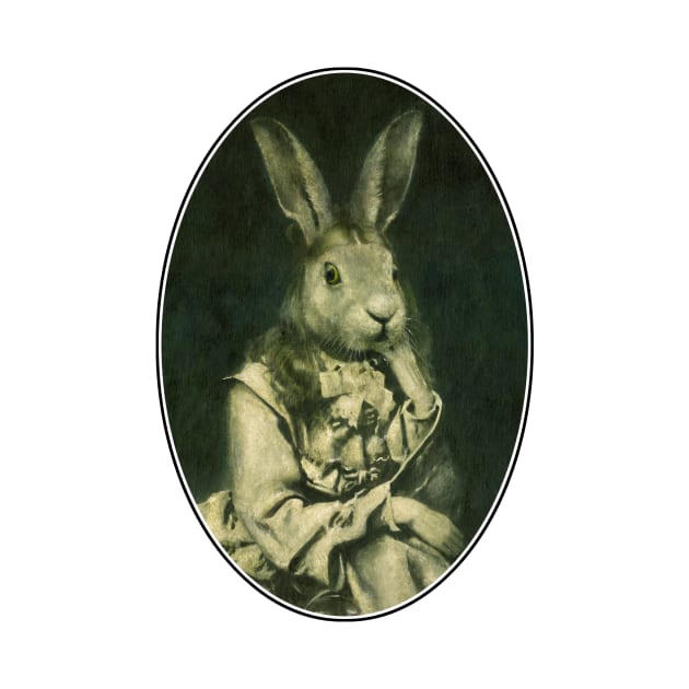 Victorian Hare Girl Oval Design by mictomart