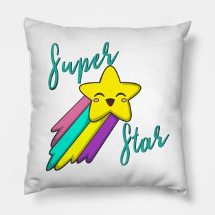 Cute Kawaii Teal Print SUPER STAR Babi - *STAR* Pillow