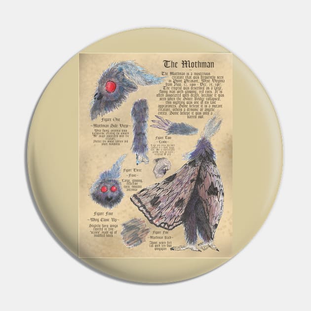 Mothman Bestiary Pin by Ballyraven