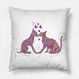Cat and dog kissing Pillow