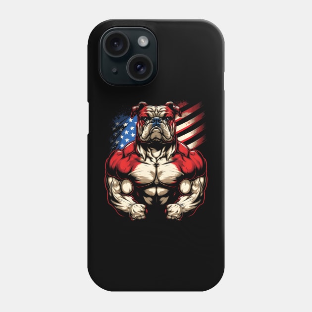 strong bulldog, flag bulldog, gym bulldog, Power bulldog Phone Case by Martumpu Emeld Bow