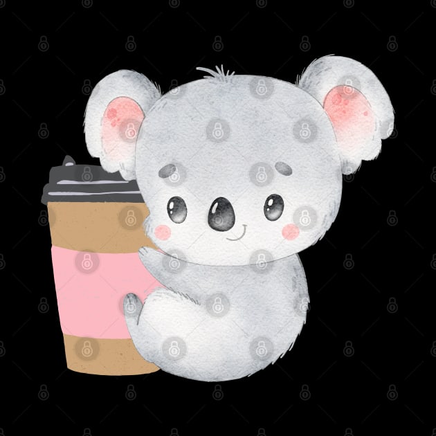 Cute Koala Drinking Coffee Koala Drinks Coffee First Sleepy cat I need coffee addict by BoogieCreates