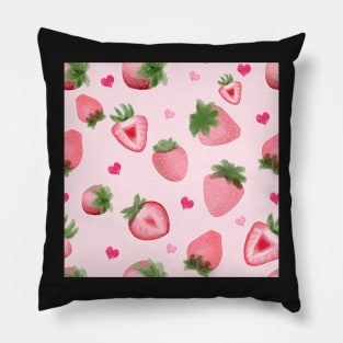 watercolor strawberries pattern Pillow
