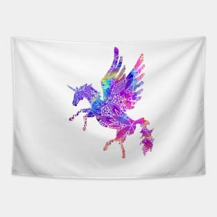 Rainbow Mandala Pattern Unicorn Tapestry