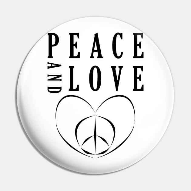 Peace and Love Sign best gift Black design Pin by MFK_Clothes