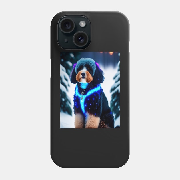 Aussiedoodle Glowing In The Snow Phone Case by Enchanted Reverie