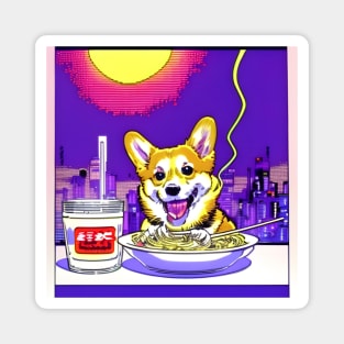 Corgi Comiendo Ramen Magnet