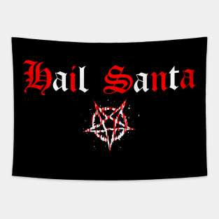 Hail Santa Candy Cane Goth Christmas Funny Black Christmas Gift Bah Humbug Pentagram Alternative Tapestry