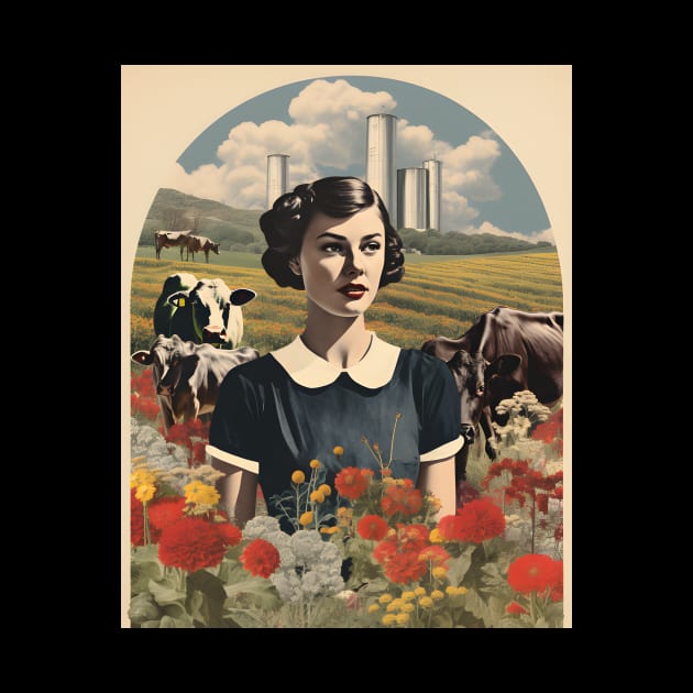 Vintage Farm Girl Pin Up Collage - Retro Chic Art Print by The Whimsical Homestead