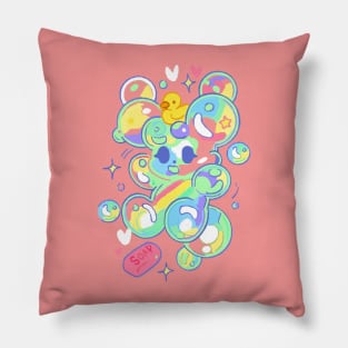 cute fluffy bubbly baby bunny Pillow