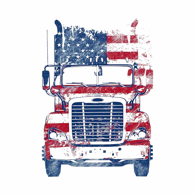 US Flag Truck Driver Patriotic American by Wintrly