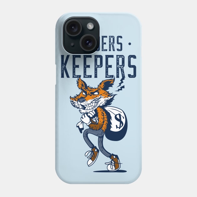 Finders Keepers / Funny Fox Burglar Design / Cartoon Style Fox Robbing the Bank Graphic Phone Case by Redboy