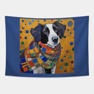 Gustav Klimt Style Dog with Colorful Scarf Tapestry