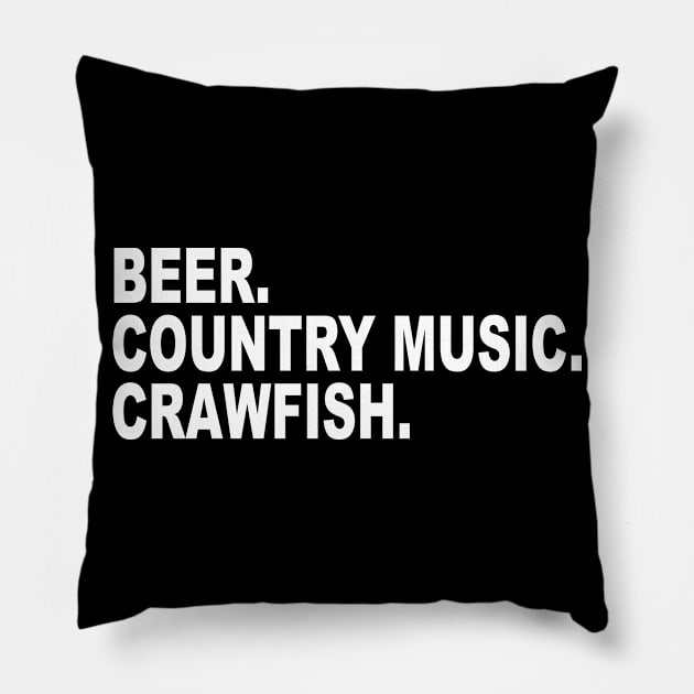 BEER. COUNTRY MUSIC. CRAWFISH. Pillow by ZimBom Designer