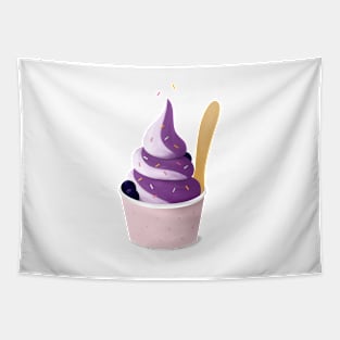 Blueberry Ice Cream Illustration Tapestry