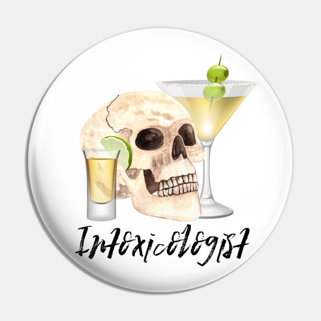 Intoxicologist Skull Pin by ColorFlowCreations