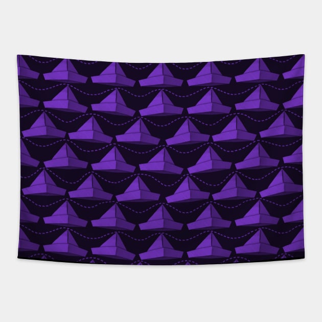 Paper Hats Pattern Violet Tapestry by DrawingEggen